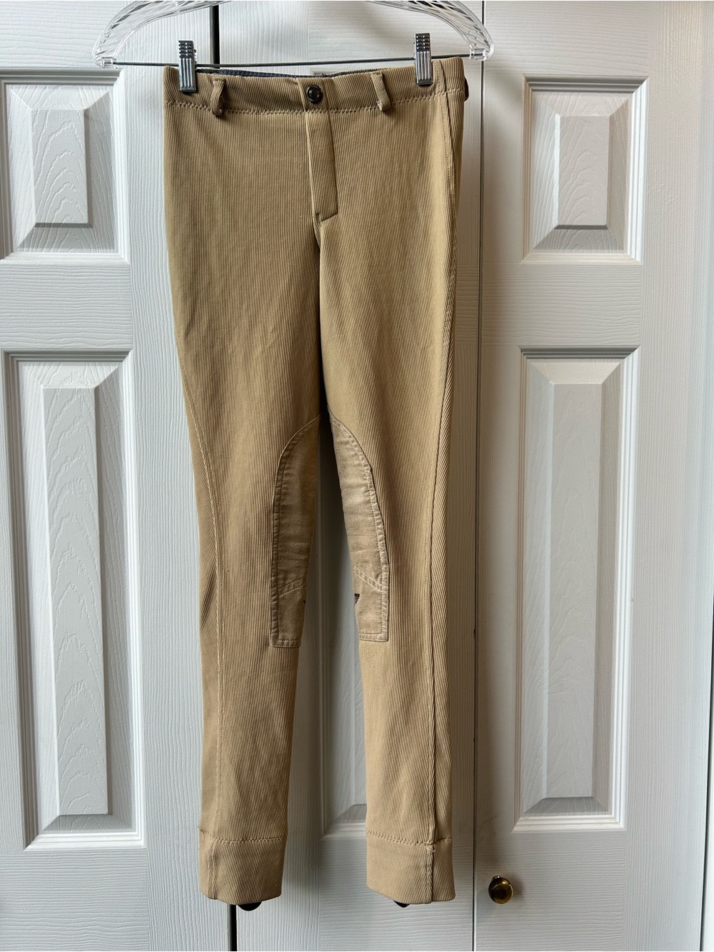 TuffRider Girl’s Ribbed Khaki Riding Breeches with Stirrups